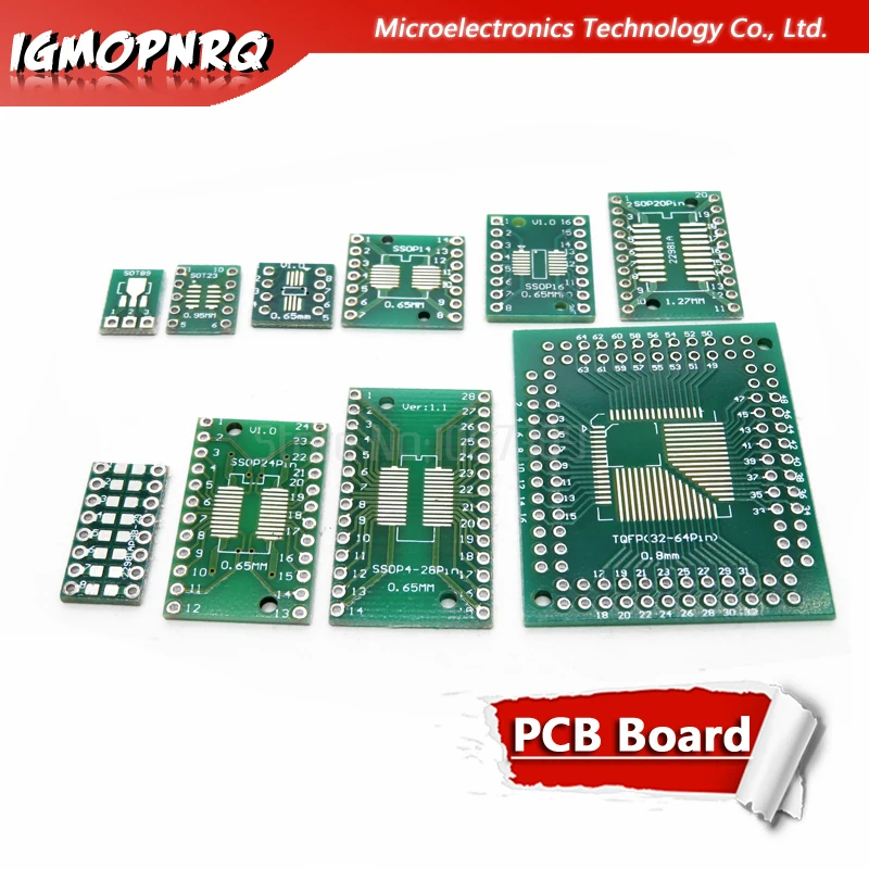 10 Uds placa PCB SMD giro a DIP SOP MSOP SSOP TSSOP SOT23 8 10 14 16 20 24 28 SMT a placa convertidora adaptadora DIP