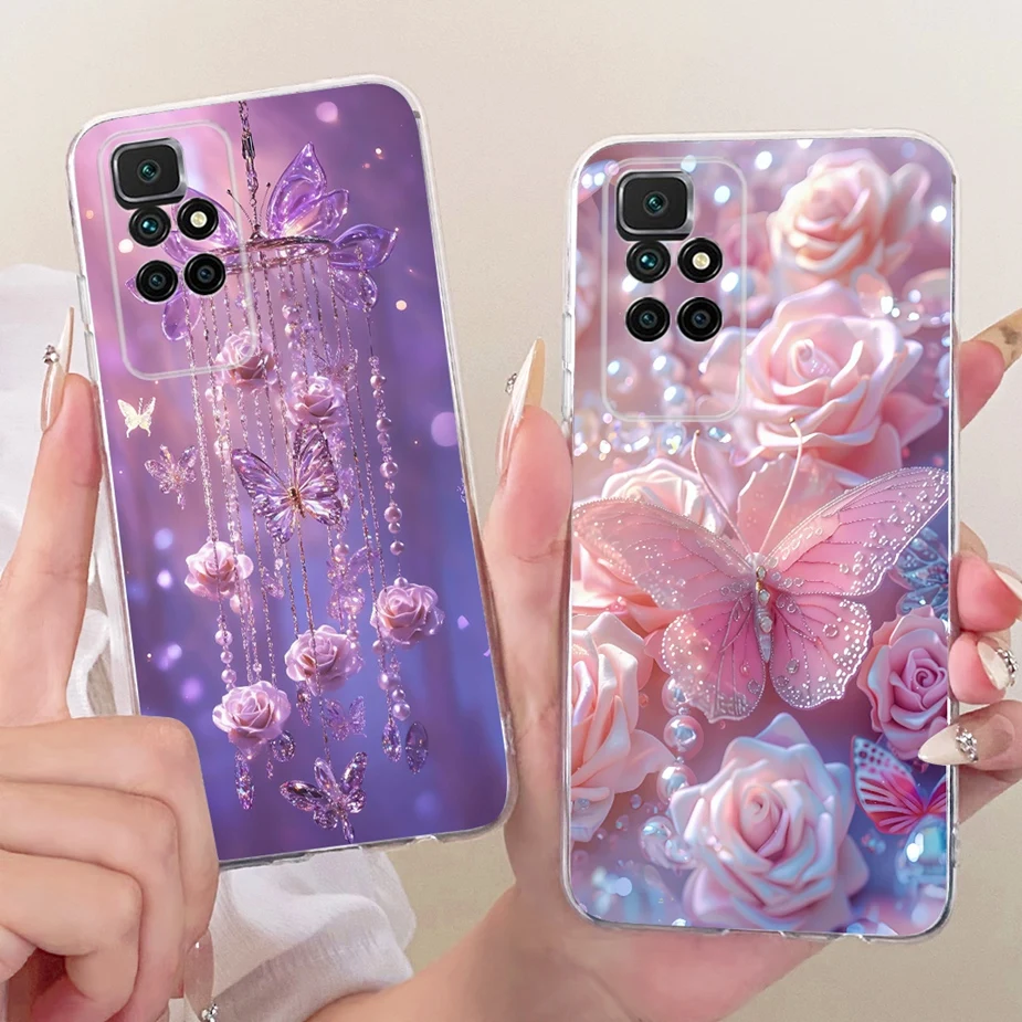 Para Xiaomi Redmi 10 2022, funda de lujo con lazo y flores pintadas, funda de teléfono suave y delgada para Xiaomi Redmi 10 Prime Redmi10 2022 - imagen 5