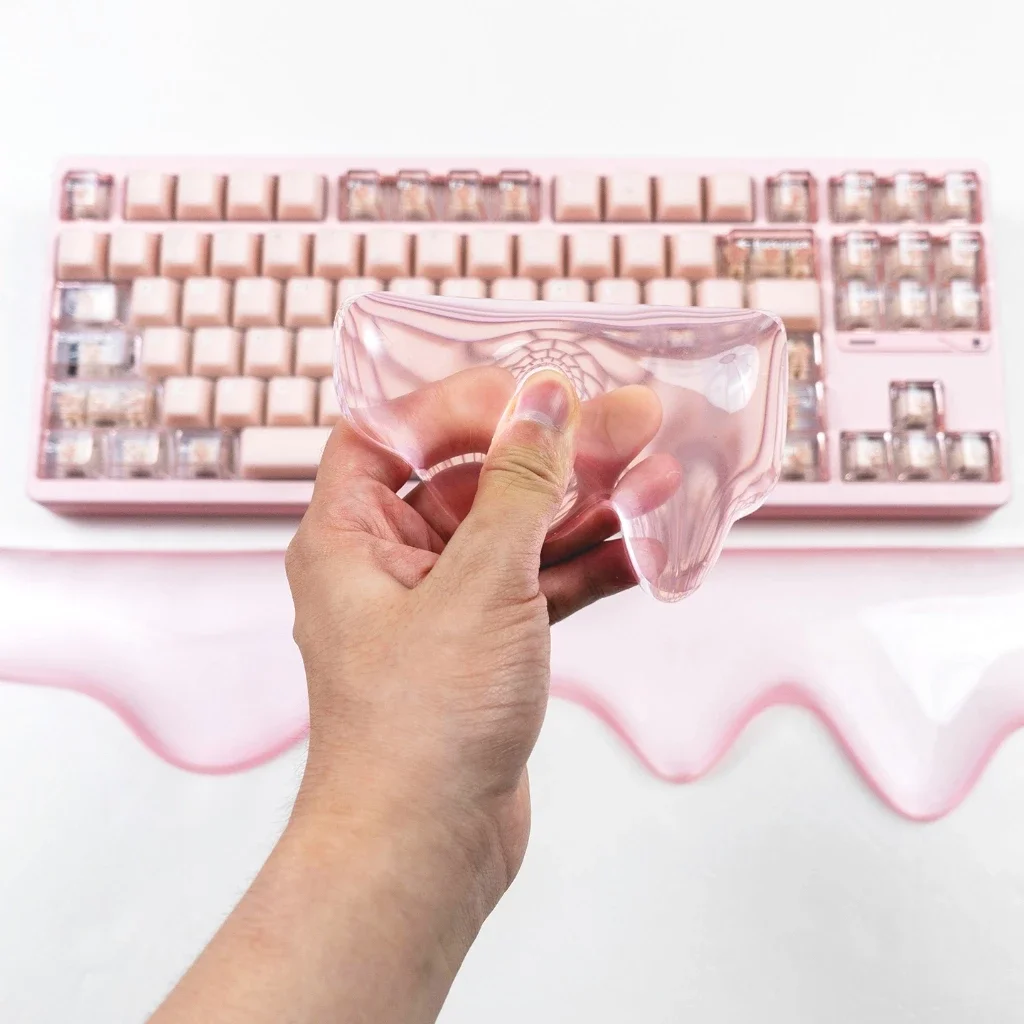 Reposamuñecas para teclado y ratón con ratón, almohadilla para muñeca para ratón, ergonómica, transparente, abstracta, de silicona, antideslizante, para ordenador y portátil - imagen 4