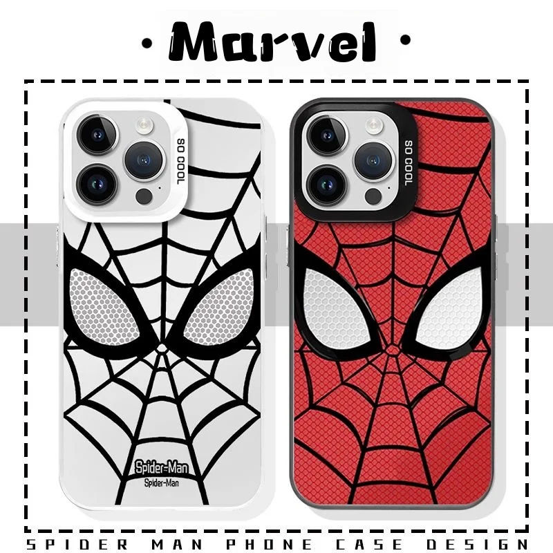 Funda de teléfono Popular de Spider Man de dibujos animados para IPhone 17 16 15 Pro Max Plus 17 Air 12 13 Mini 16E cubierta dura plateada mate