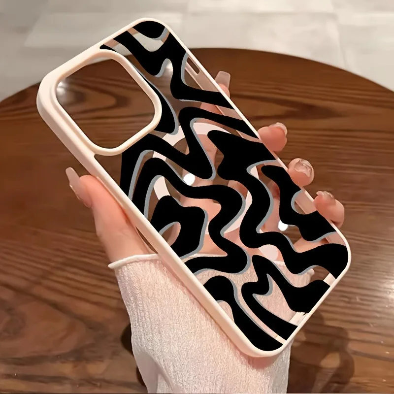 Funda de teléfono con carga inalámbrica a rayas blancas y negras para iPhone 17 16 15 14 13 12 Pro Max 16 Plus 16E Air 11 cubierta magnética - imagen 4