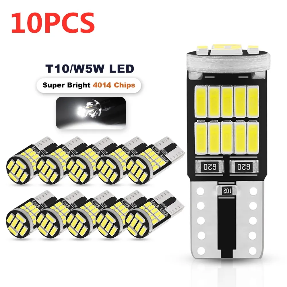 Luz Led Canbus para Interior de coche, lámpara blanca pura con Chip T10, W5W, 194, 501, sin errores, T10, 26 SMD, 4014, 10 piezas