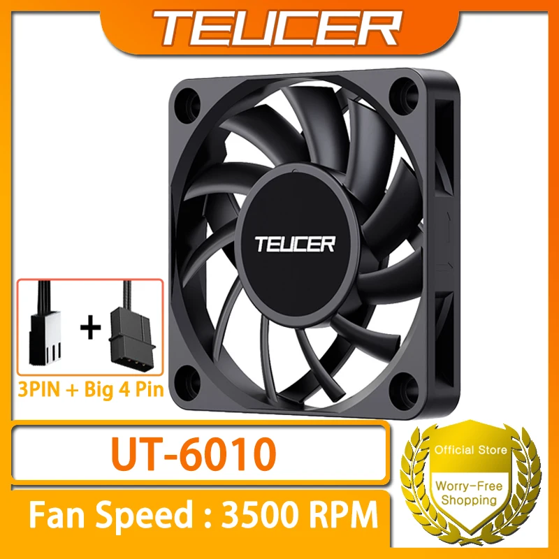 TEUCER UT-6010 Ventilador de refrigeración del chasis Ventilador de tamaño pequeño de 6 cm 12 V Adecuado para computadora de escritorio CPU