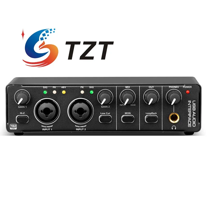 TZT MD-22/MD-21 Interfaz de audio USB profesional de 192 KHz Tarjeta de sonido externa pequeña sin conductor (diseñado para PC)
