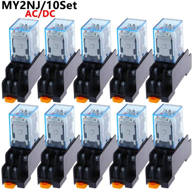 10Set MY2P HH52P MY2NJ 12V 24V DC / 110V 220V AC bobina de uso general DPDT micro mini relé con base de enchufe - imagen 2