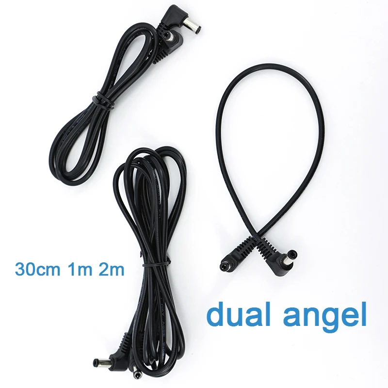 30cm 1m 2m DC macho a macho cable de alimentación de doble ángel enchufe en forma de L 5,5X2,1mm 5,5*2,1 90 conector de cable Jack de ángulo recto 22AWG 3A