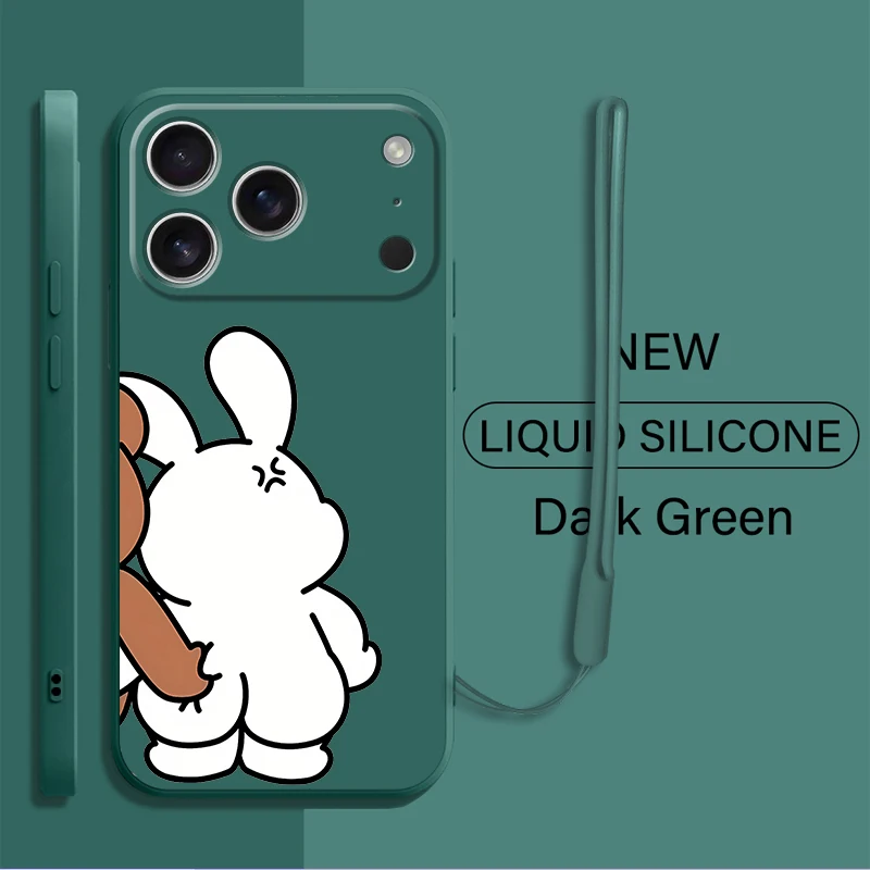 Funda para Apple iPhone 16 14 15 Plus 11 12 13 Pro Max 16e XS XR 17 Air 7 8 funda suave estilo pareja pellizco mutuo - imagen 5