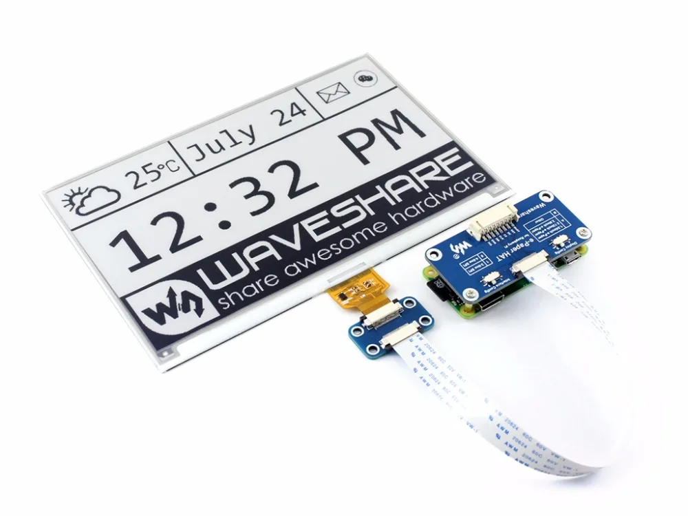 Waveshare 800x480 7,5 pulgadas E-Ink HAT pantalla de papel electrónico compatible con Raspberry Pi STM32 dos colores consumo de energía ultrabajo - imagen 3