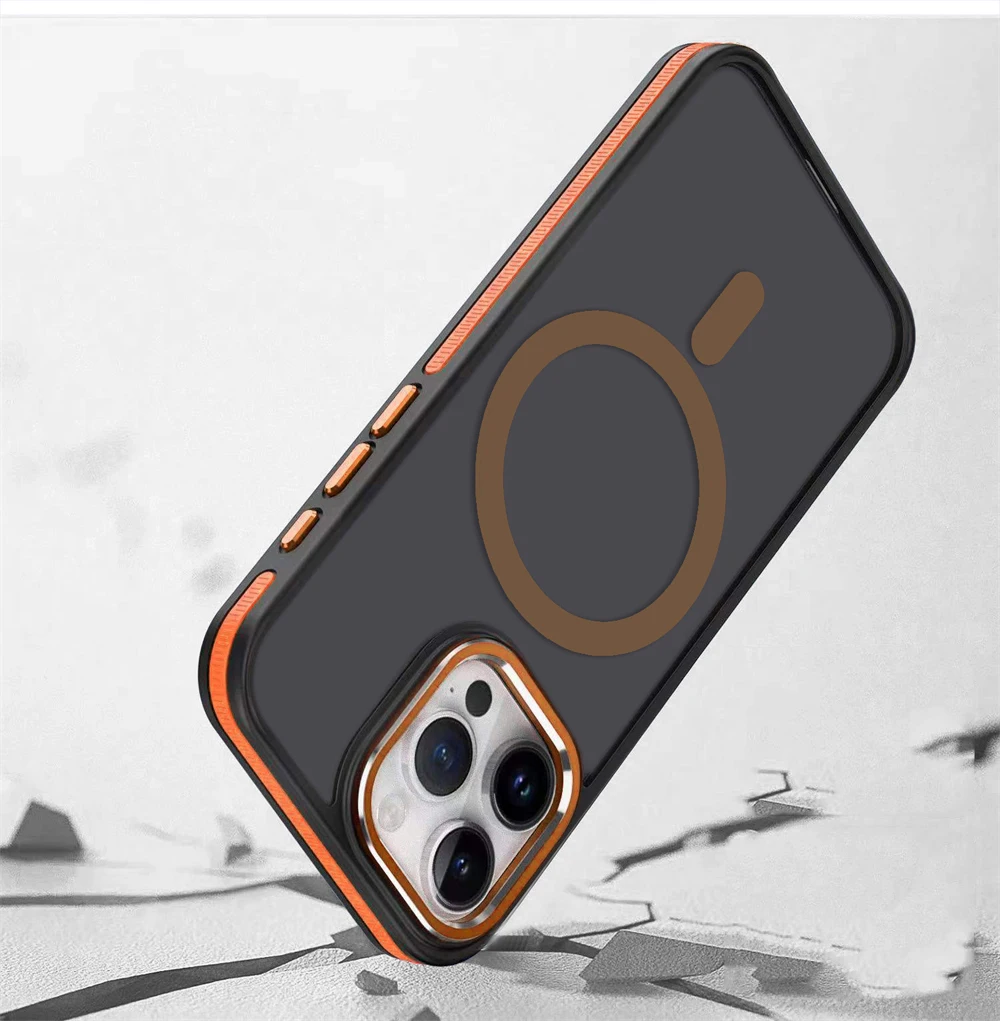 Funda magnética antideslizante mate de lujo a prueba de golpes para iPhone 17 16 Pro Max 15 14 13 12 Magsafe cubierta translúcida de carga inalámbrica - imagen 3