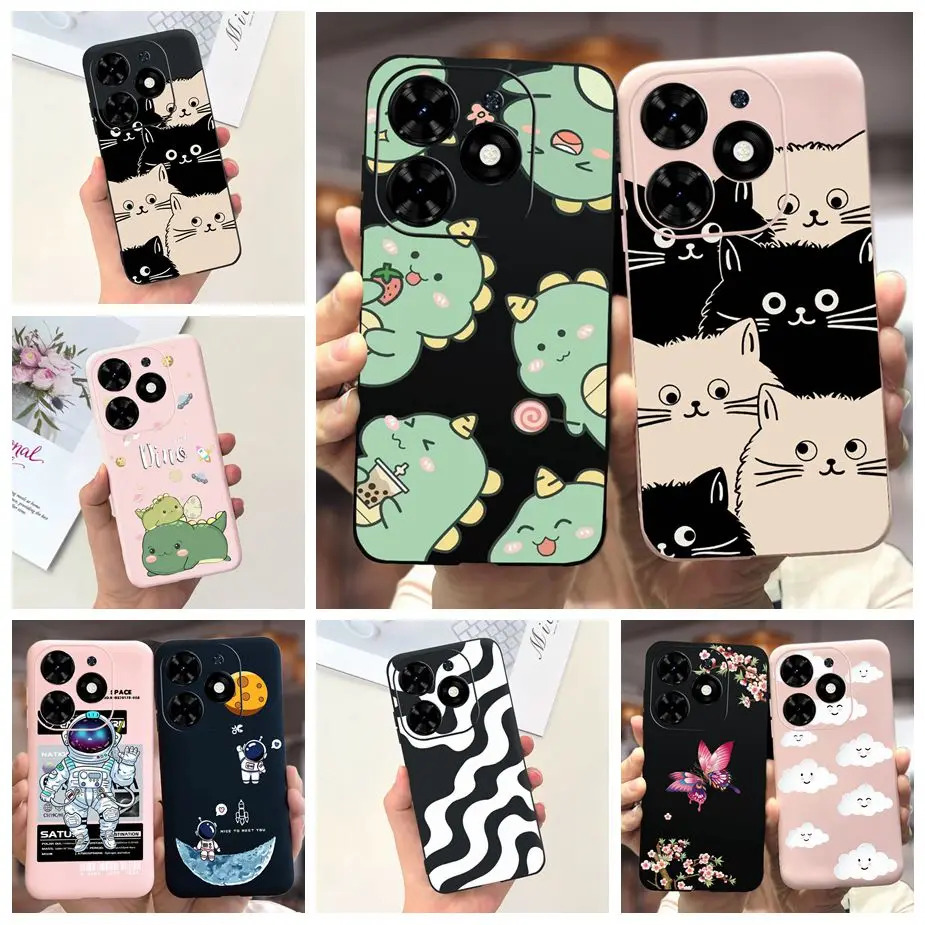 Para Infinix Smart 8 funda X6525 lindo dinosaurio cubierta de dibujos animados a prueba de golpes funda de teléfono para Infinix Smart 8 Smart8 parachoques de silicona suave