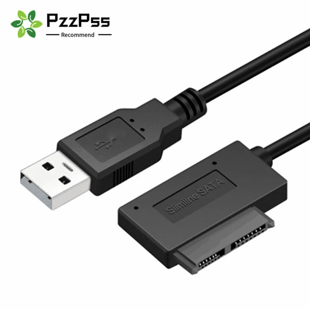 PzzPss-Adaptador USB 2,0 a Mini Sata II, Cable convertidor de 7 + 6 13 pines para ordenador portátil, CD/DVD ROM, convertidor de unidad Slimline, HDD Caddy