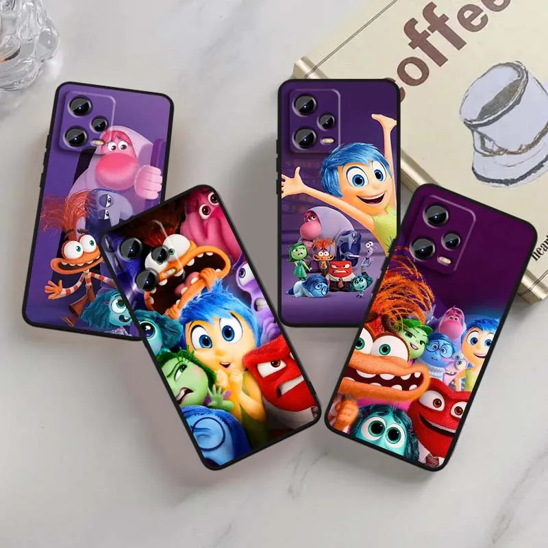 Arte Disney Inside Out lindo para Xiaomi Redmi Note 14 13 12S 11E 11 11S 11T Pro Plus 4G 5G negro suave TPU funda de teléfono