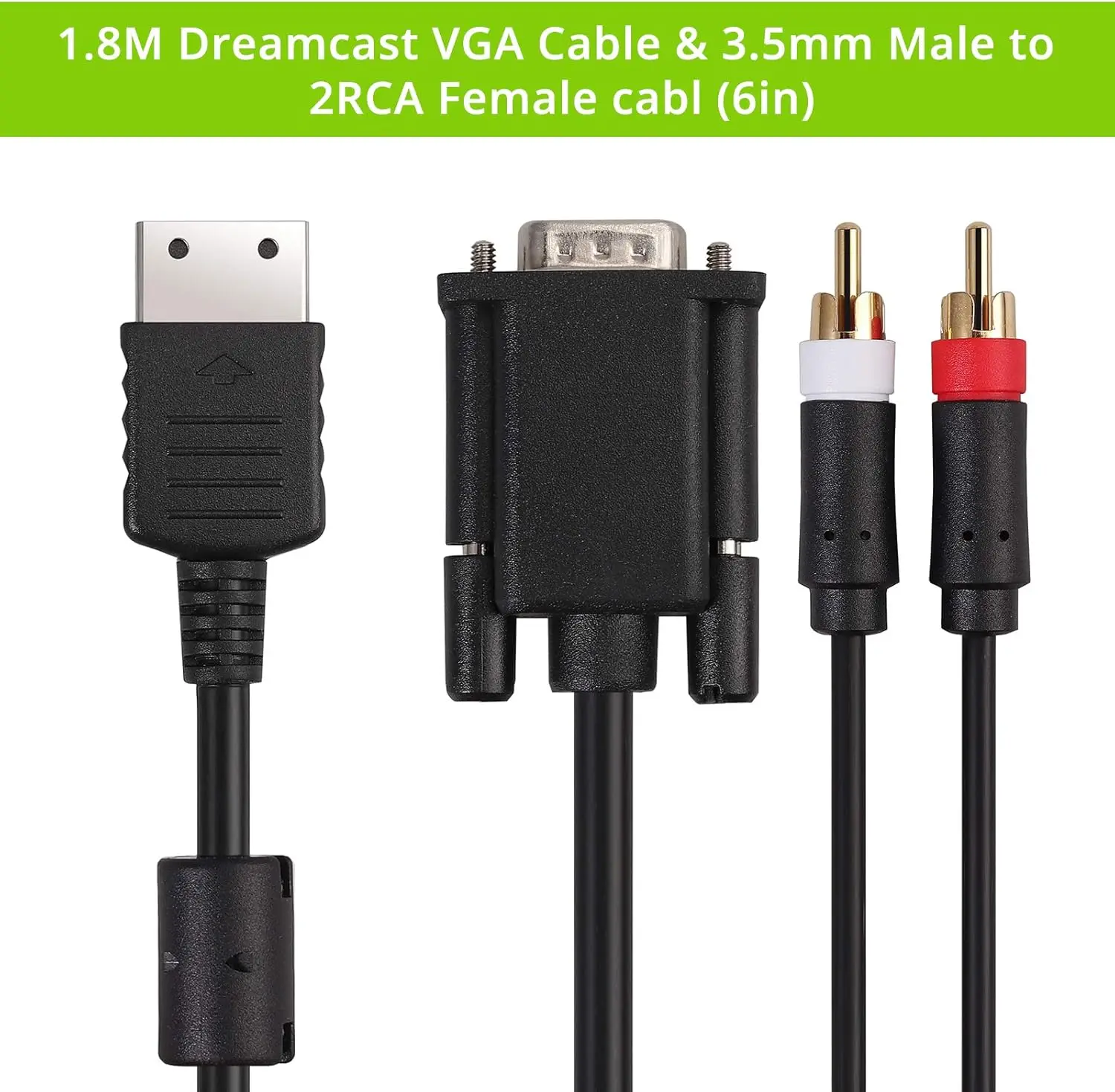 Cable VGA Dreamcast de 1,8 m para cable RCA de alta definición para audio Dreamcast - imagen 2