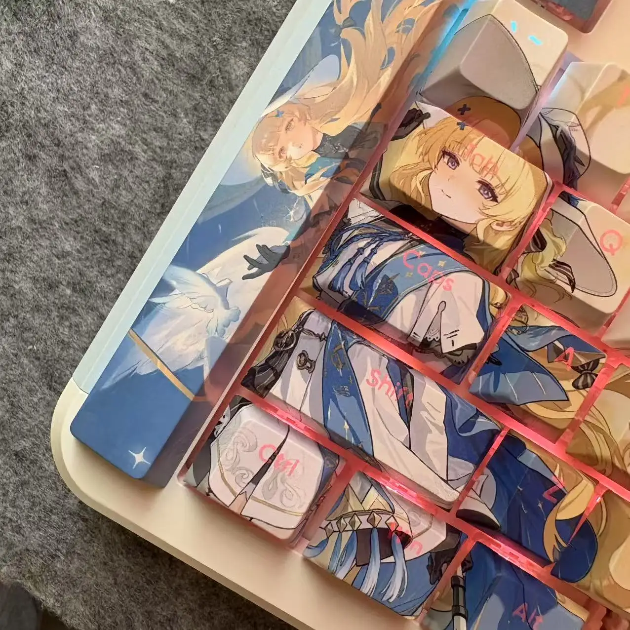 Teclas Wuthering Waves de 128 teclas, teclas con tema Phoebe, teclas de perfil de cereza PBT DYE-Sub para accesorios de teclado mecánico - imagen 2