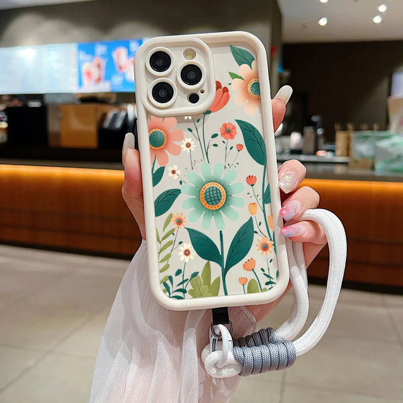 Funda de teléfono con cuerda y cordón de flores para Xiaomi Poco X6 X5 F5 F6 M6 Pro 4G Mi 14 13 12 11 Lite 5G 13T 14T Pro, funda suave de silicona - imagen 3