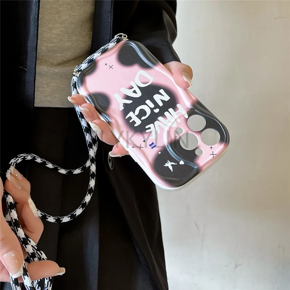 Funda de teléfono de dibujos animados con cordón cruzado Xiaomi Redmi Note 14 Pro 5G Note 14 Pro Plus 14C POCO X7 14T Pro cubierta de correa de collar de cuerda - imagen 3