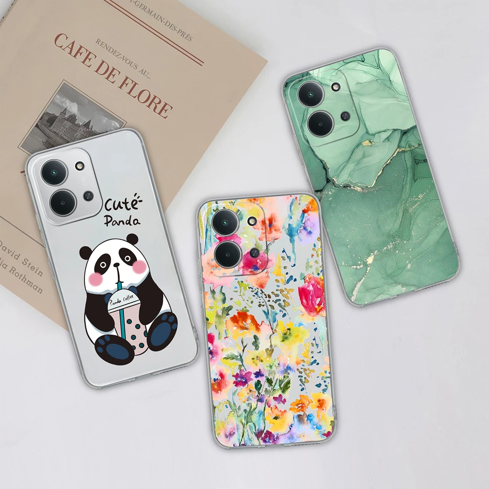 Para Redmi 15C / Poco C85 4G Funda con diseños de flores degradados Funda de teléfono de silicona TPU transparente suave para Redmi15C Poco C 85 contraportada