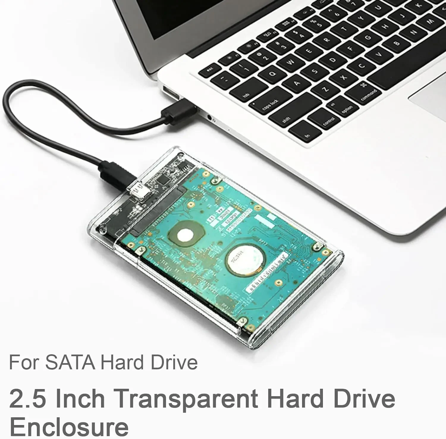 Caja de disco duro de 2,5 ", estuche de almacenamiento externo transparente sin herramientas, ultrarrápido, 5Gbps para HDD SATA de 7mm/9,5mm y Material ABS SSD - imagen 3