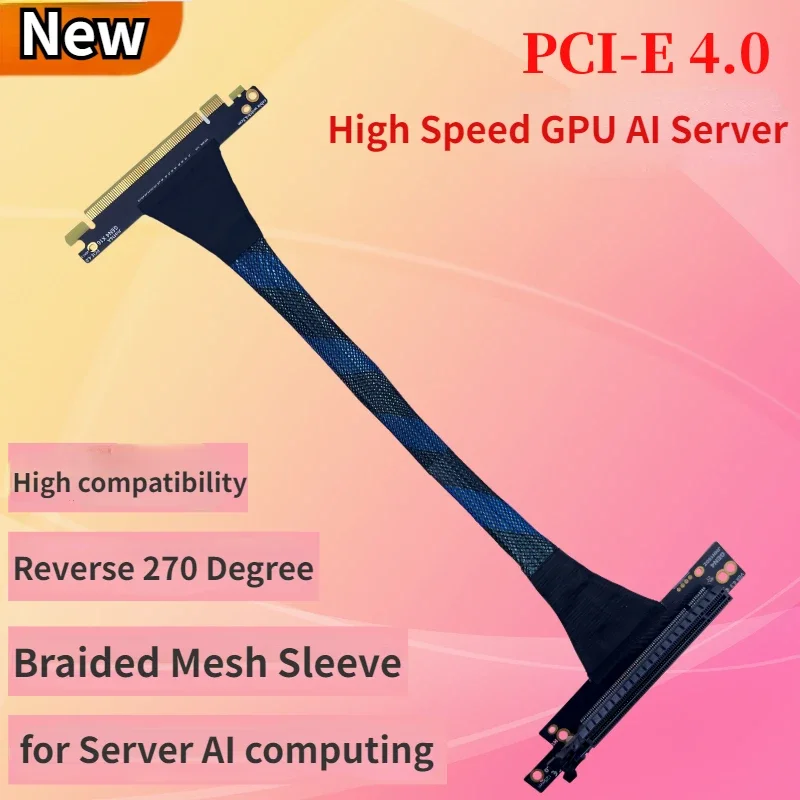 Cable de extensión de tarjeta gráfica Premium PCI-E 4,0 X16, malla trenzada, Cable elevador blindado de múltiples GPUs para servidor AI, tarjeta de Video GPU