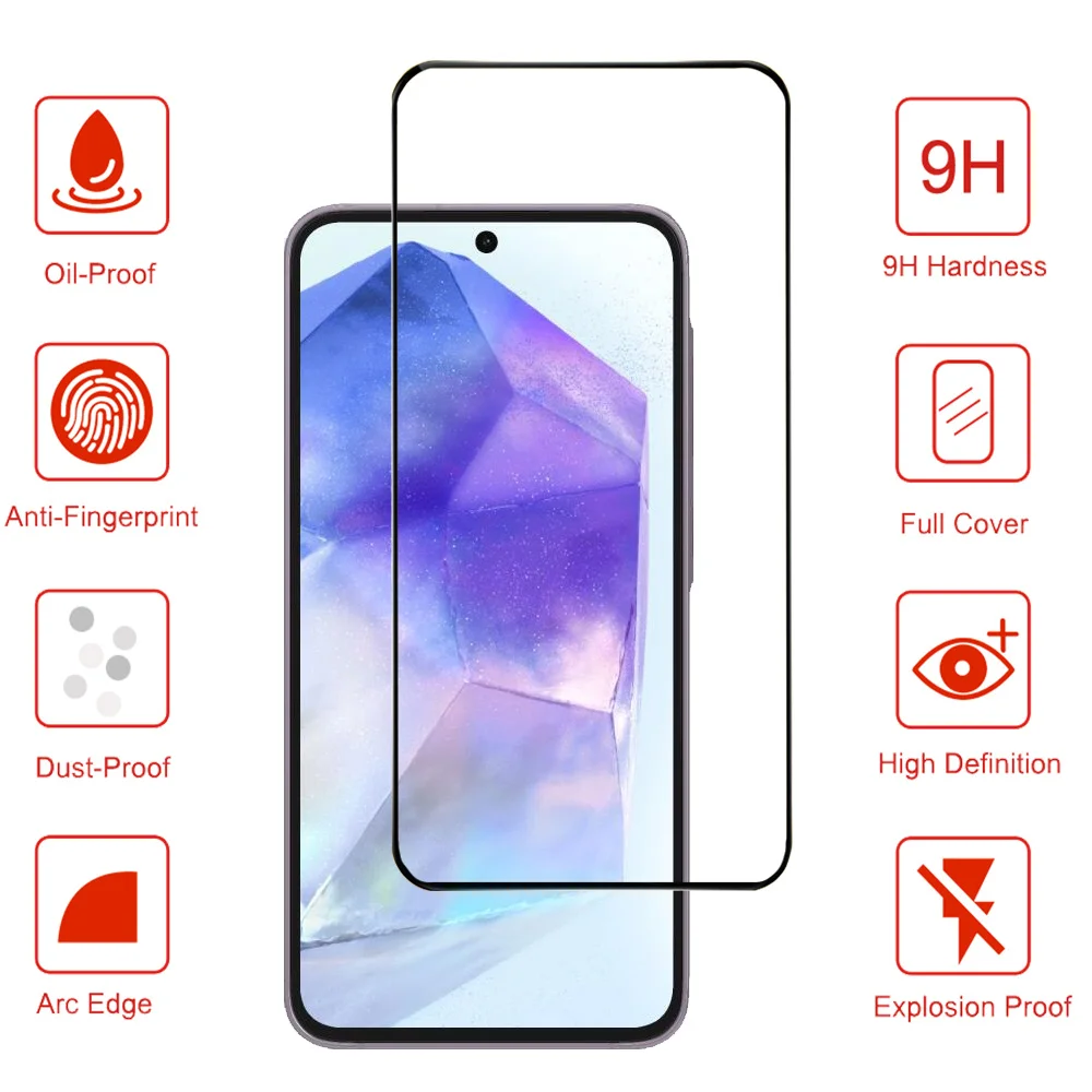 Cristal templado Para Samsung A17 A27 A37 A57 A16 A26 A36 A56 Película A15 A25 A35 A55 A24 Protector Pantalla Samsung Galaxy A54 A53 A52 A51 Película Frontal HD Vidrio - imagen 4