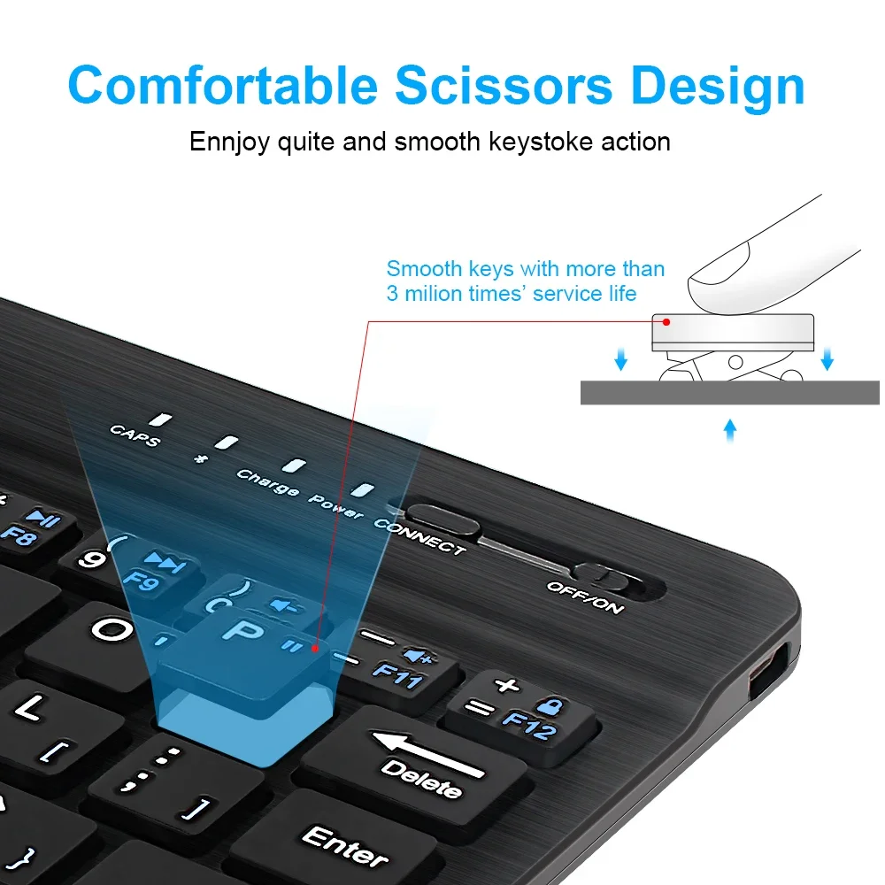 Teclado Bluetooth Mini teclado inalámbrico recargable de 10 pulgadas teclado portátil para juegos para PC portátil tableta Android - imagen 2