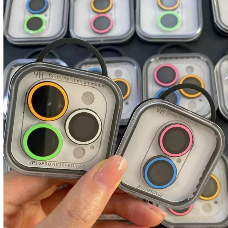 Protector de lente de cámara de cristal y Metal luminoso, luz nocturna, 2-3 uds., para IPhone 16 17 Pro Max Plus 17Pro 16Pro, cubierta de película de lente de anillo - imagen 5