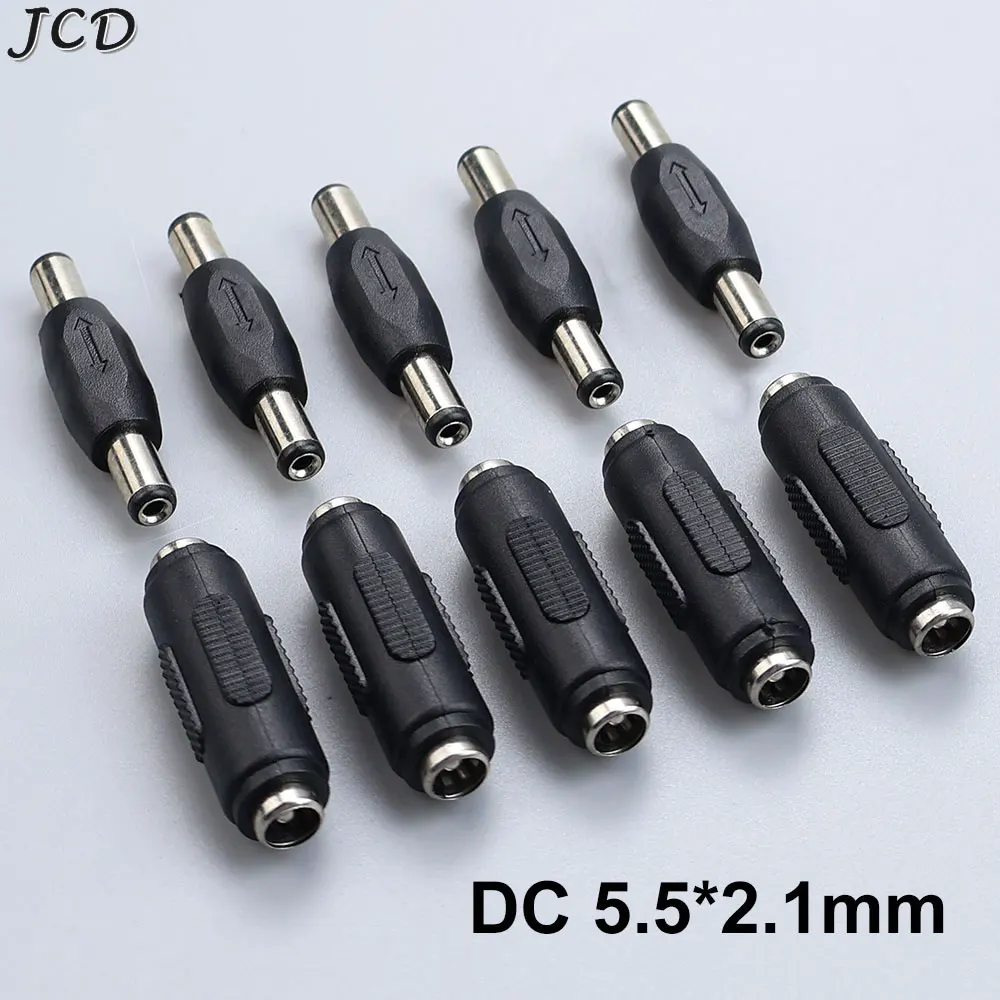JCD 5,5mm * 2,1mm conector de alimentación CC macho hembra 5,5x2,1mm adaptador Jack para cámara de seguridad CCTV adaptador de tira LED