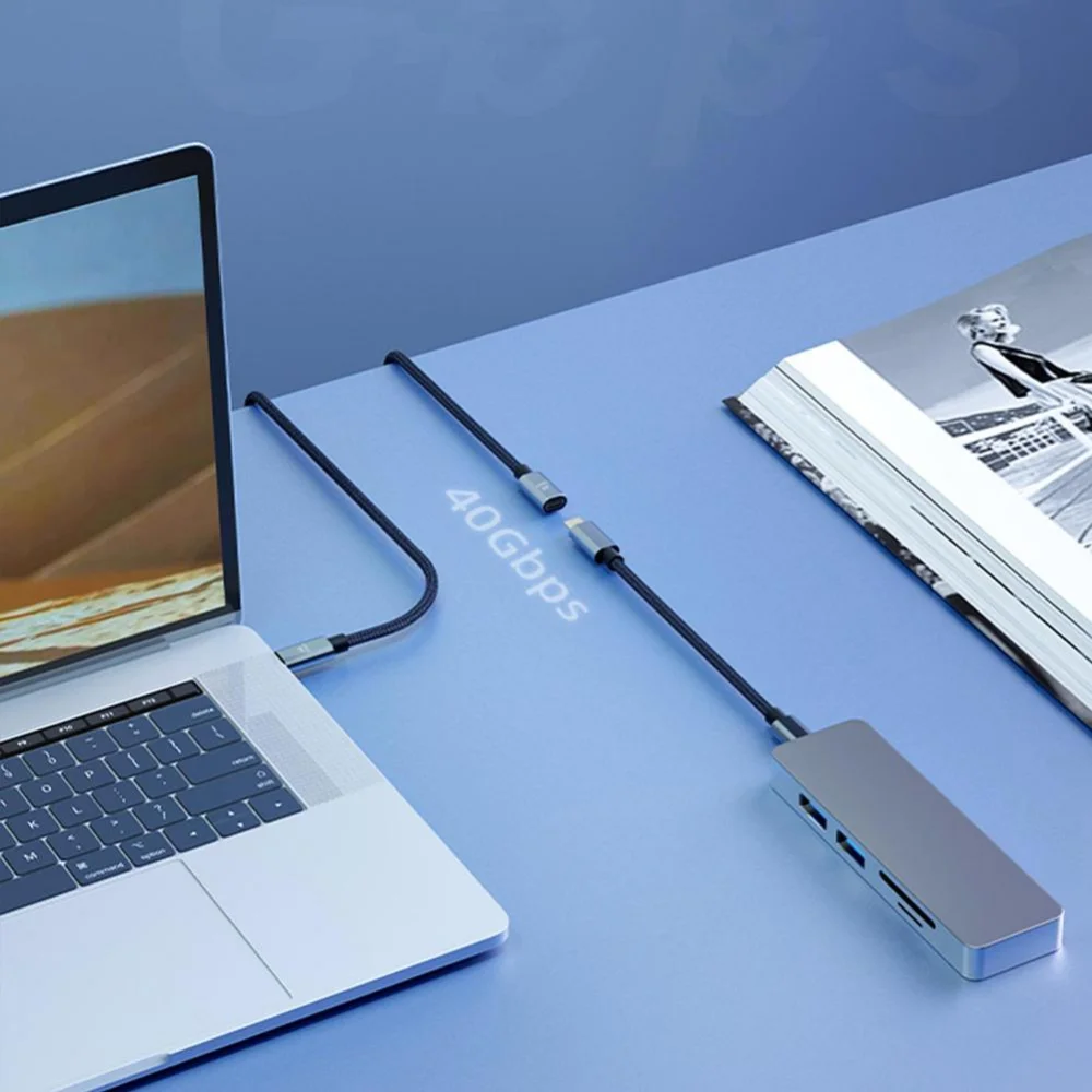 Nku-Cables de extensión USB 4 tipo C, extensor macho a hembra, transferencia de datos de 40Gbps, Cable de carga de 100W para PC, portátiles y Monitor - imagen 2