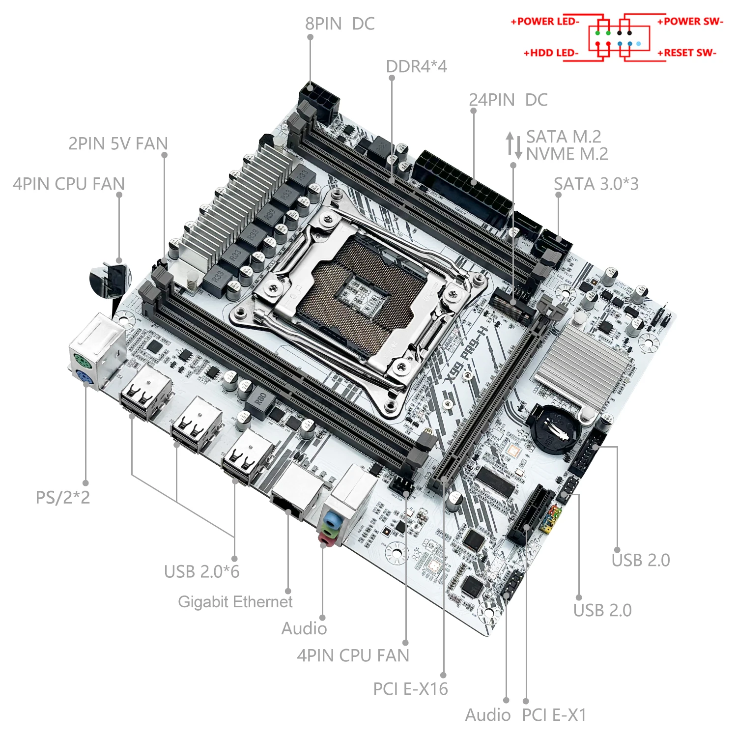 MACHINIST X99 Placa Base Xeon E5 2650 V4 DDR4 NVMe M.2 Blanco - imagen 3