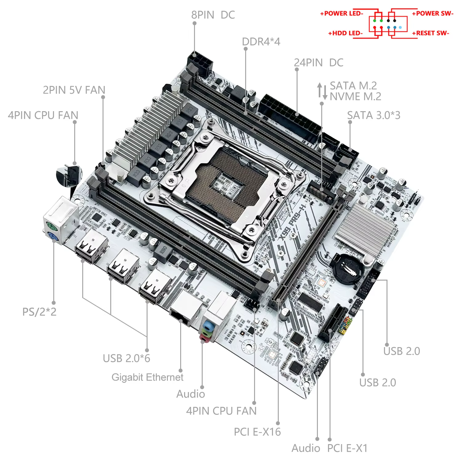MACHINIST X99 Placa Base Xeon E5 2650 V4 DDR4 NVMe M.2 Blanco - imagen 3