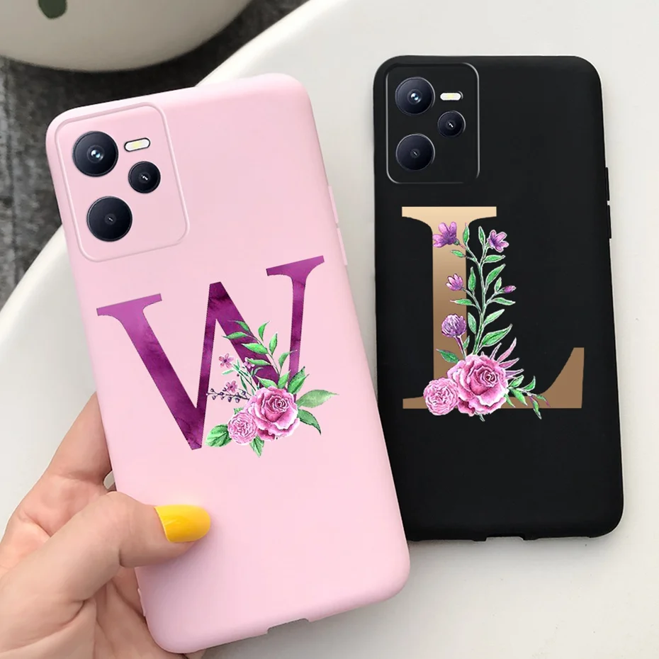 Funda de teléfono con letras bonitas para Realme C35, funda suave de silicona negra RMX3511 2020 para Realme C35 C 35 4G RealmeC35, parachoques rosa - imagen 2