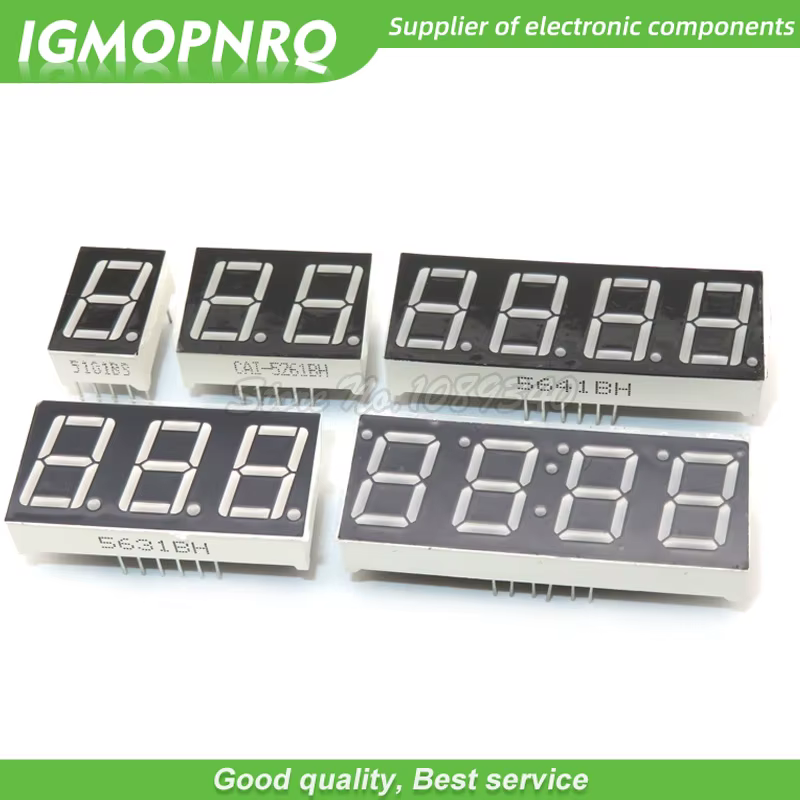 5 uds 0,56 pulgadas tubo Digital 1 Bit/2 Bit/3 Bit/4 Bit/4 Bit tiempo pantalla LED roja cátodo común/ánodo Digital 0,56 pulgadas led