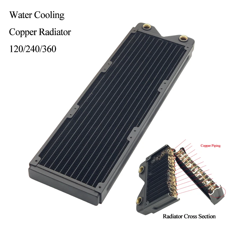 AICOOLER cobre 120/240/360mm PC radiador disipador de calor intercambiador 2,7 cm enfriador de líquido negro espesor ventiladores de refrigeración por agua 12CM - imagen 2