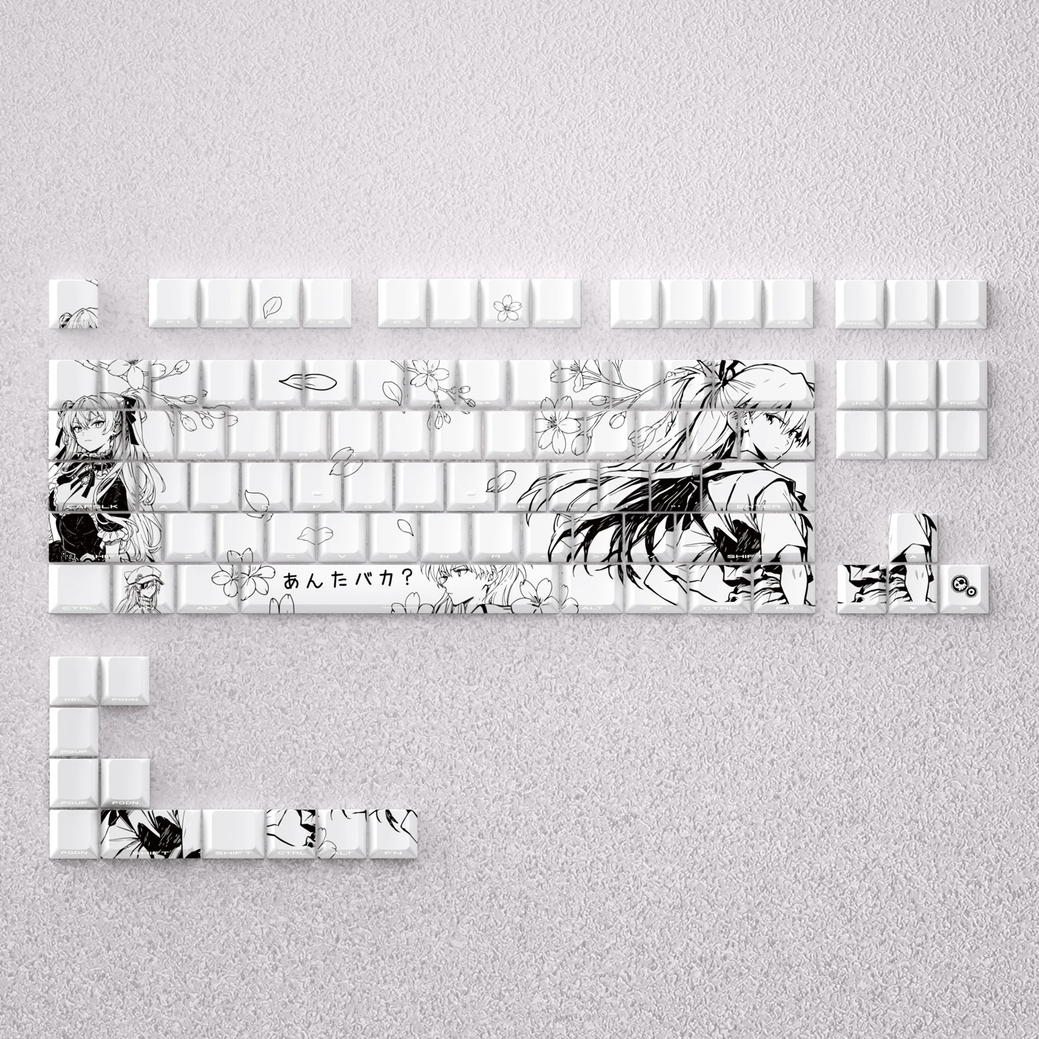 98 teclas Asuka Keys Cute Anime Keycaps PBT Cherry Profile Keycap Teclado mecánico Made68 Mad68 Wooting 60 - imagen 5