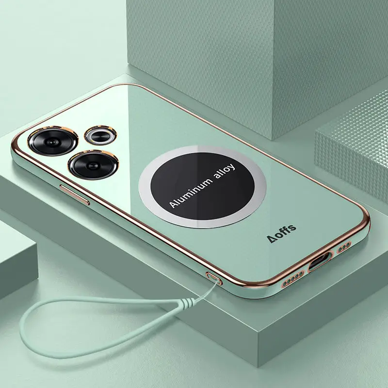 Funda trasera protectora delgada magnética para teléfono Xiaomi POCO F6 Pro, carcasa de TPU suave chapada, carcasa de teléfono - imagen 4