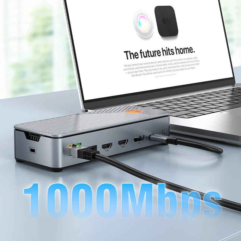 CABLETIME USB C estación de acoplamiento tipo C 8K Dock C Hub a HDMI DP USB 3,2 1000Mbps PD 100W 10Gbps M.2 SSD para MacBook Dell portátil - imagen 5