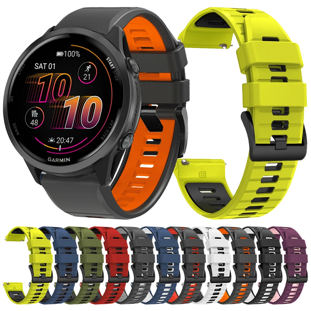 Correa de reloj de silicona de 20mm y 22mm para Garmin Forerunner 570 265 165 255/Venu 3 2 bandas para Garmin Vivoactive 6 5 pulsera de repuesto