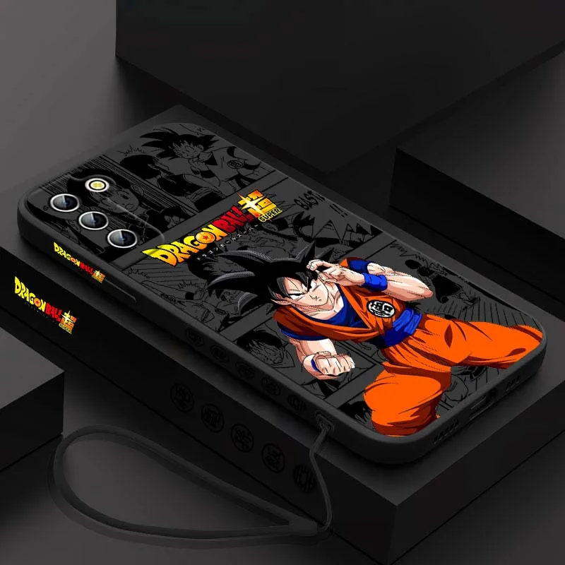 D-Dragon Ball Manga Son Goku funda para Samsung Galaxy S25 S24 S23 S22 S21 S10 FE Plus Ultra 5G funda de teléfono con cuerda izquierda líquida - imagen 3