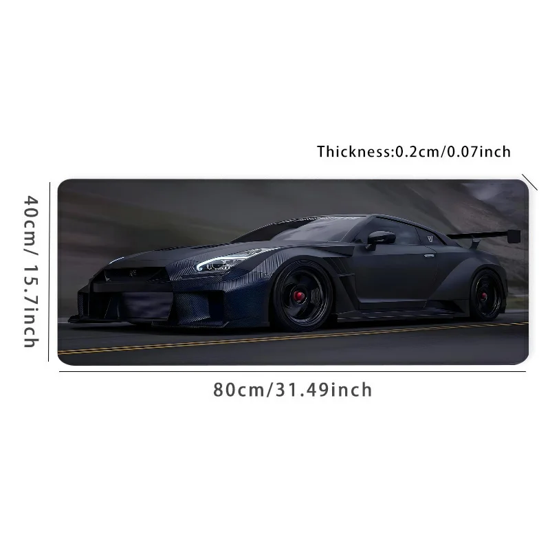 Alfombrilla de ratón grande para coche deportivo de carreras, color negro, 900x400MM, borde cosido de goma, accesorio de escritorio XXL para el hogar y la Oficina para entusiastas del coche - imagen 5