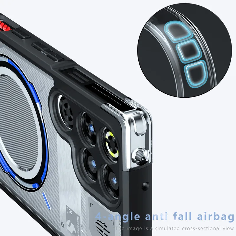 Para ZTE Nubia Red Magic11 Pro, 11 Pro Plus funda ELVEV Anti-caída Airbag TPU PC dura mate sensación de piel cubierta de teléfono - imagen 3