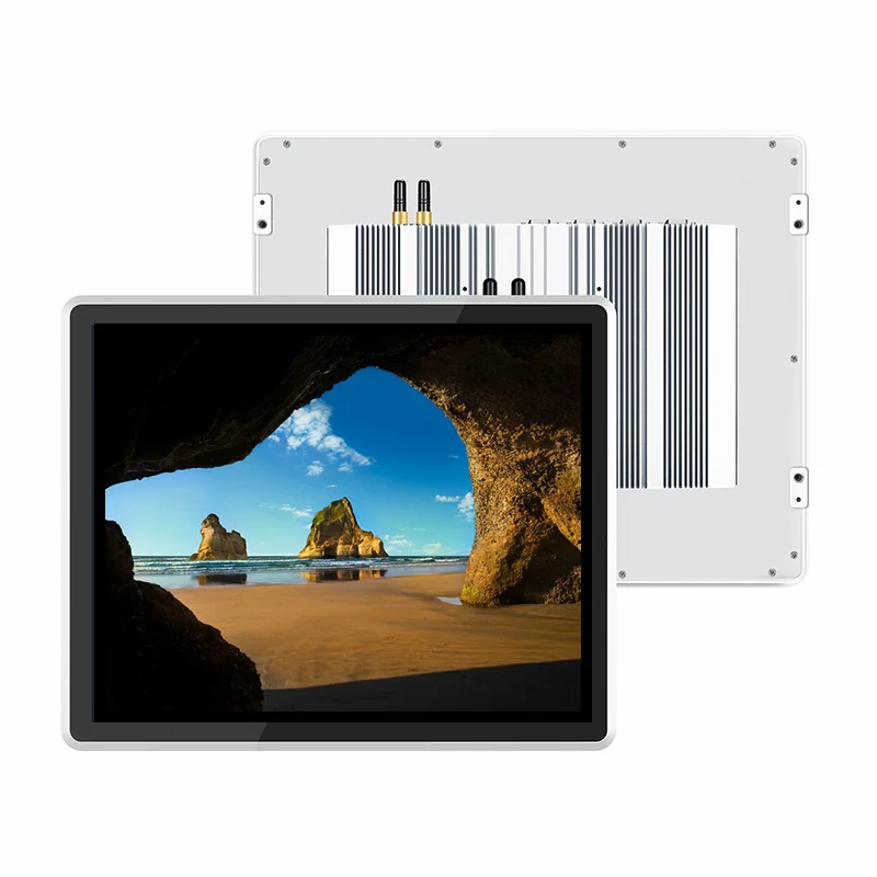 PC de panel industrial de 19 pulgadas, PC táctil industrial todo en uno, PC táctil capacitiva, PC de montaje VESA integrada, gris plateado - imagen 2