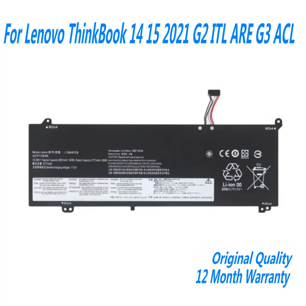 Nueva batería de ordenador portátil L20M4PDB para Lenovo ThinkBook 14 15 2021 G2 ITL ARE G3 ACL L19C4PDB L19M4PDB 15,36 V 60WH