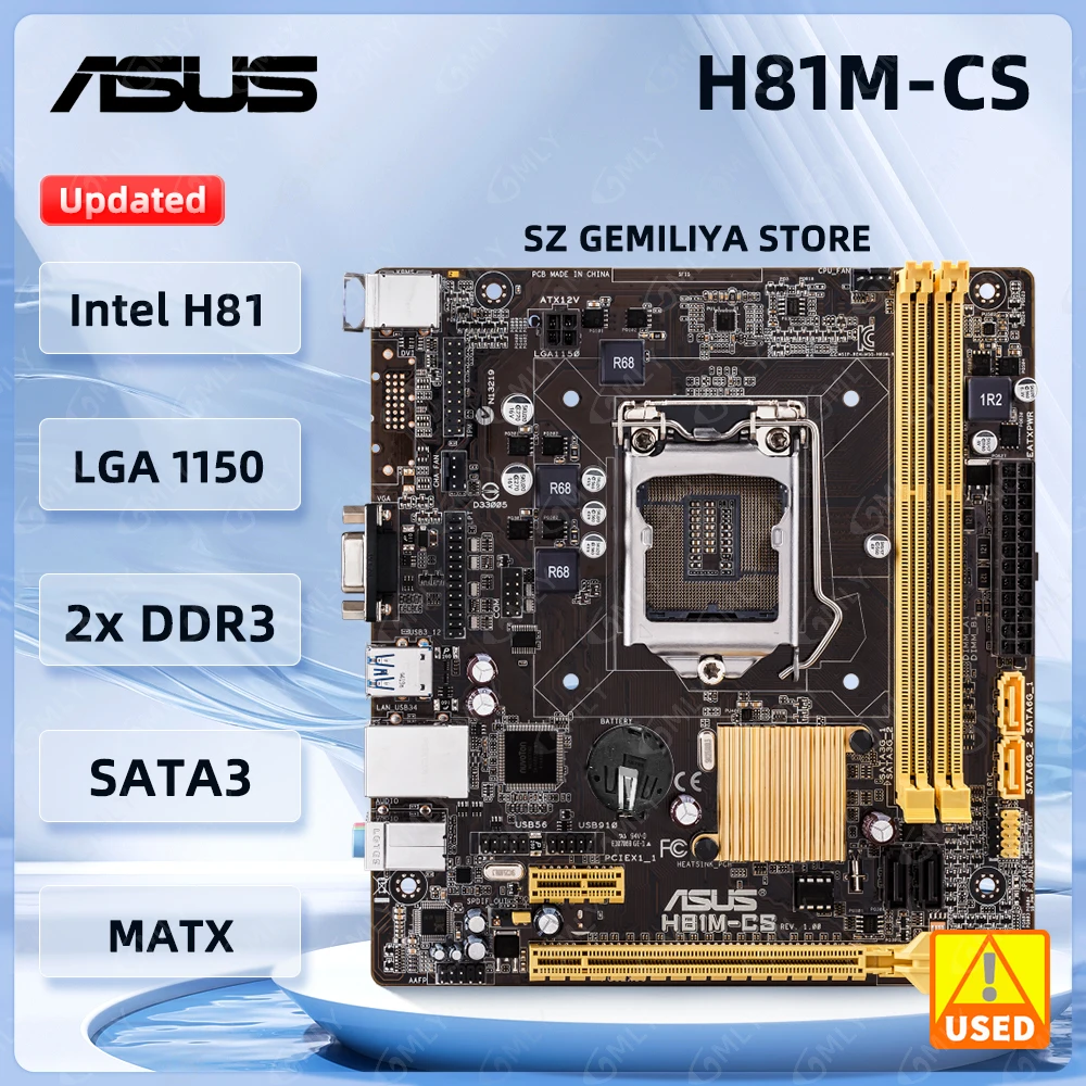 Placa base ASUS H81M-CS intel H81 LGA 1150 DDR3 16 GB compatible con Core i5-4690 i3-4130 i3-4150 i3-4170 i5-4570 cpu Micro ATX