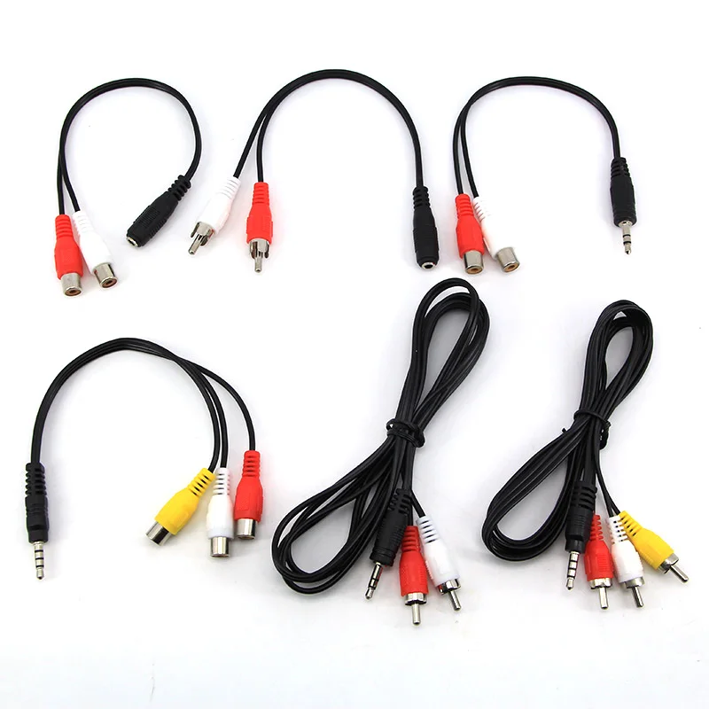 Conector hembra macho de 3,5mm, cable adaptador de Audio RCA hembra macho de 3, 4 polos a 2, 3 vías, cable de conexión a televisores, altavoces, vídeo estéreo A7
