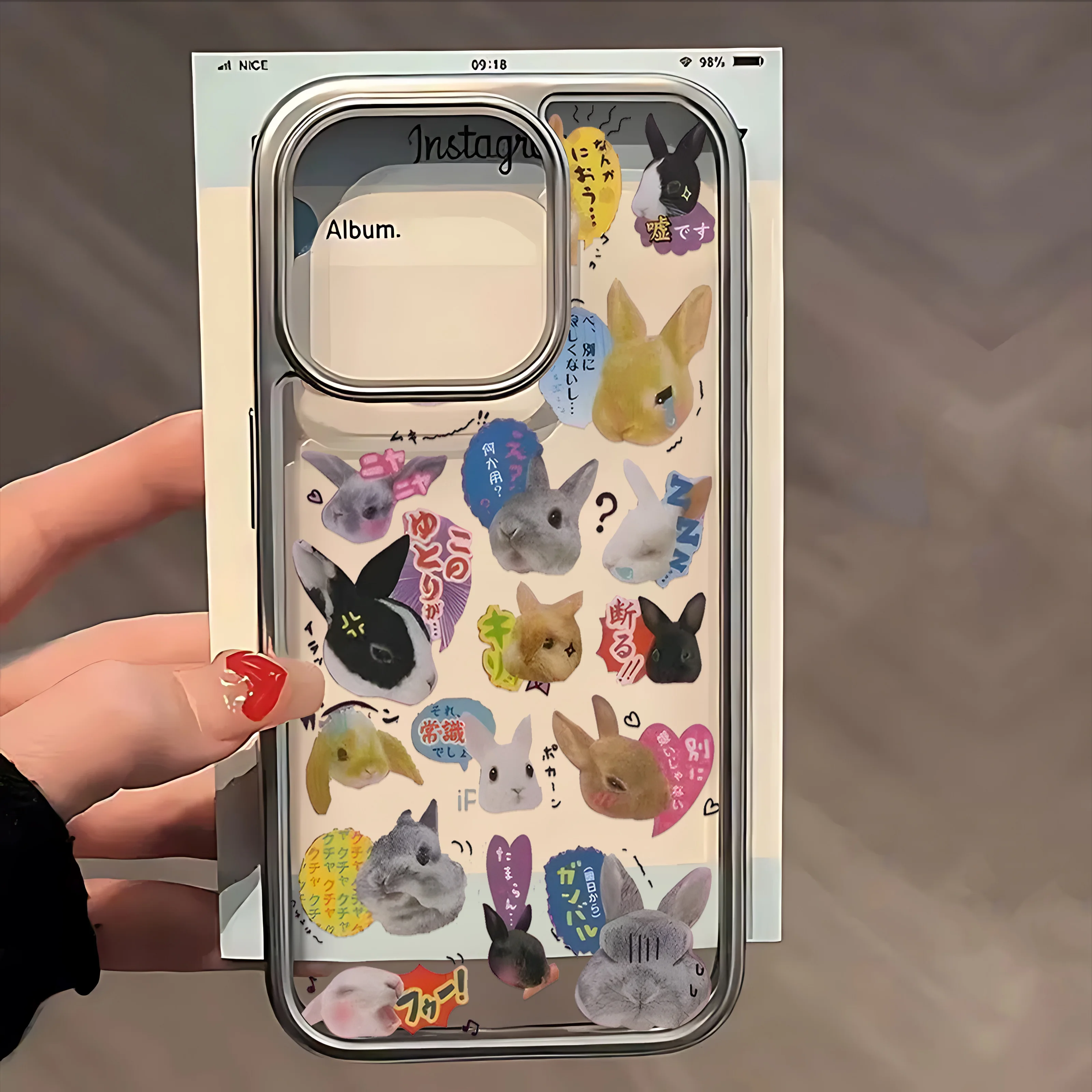 Funda de teléfono Y2K con bonito gato conejo coreano de dibujos animados para IPhone 16 15 14 13 12 11 Pro Max X XR XSMAX 8 7 Plus, funda trasera transparente de lujo - imagen 4