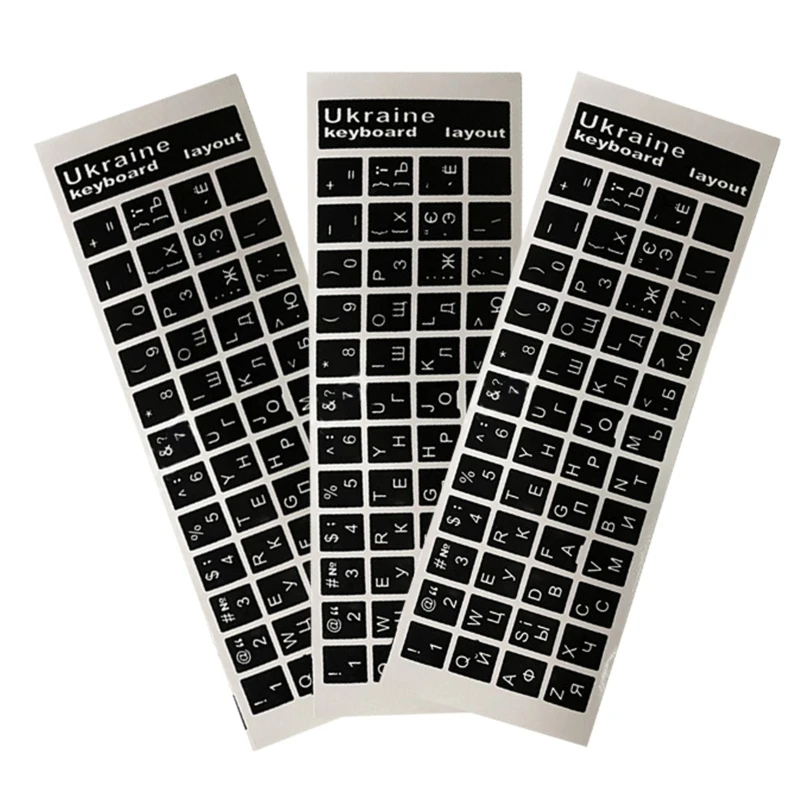 Pegatinas para teclado de Ucrania F3KE, pegatina esmerilada de PVC, fondo transparente/negro - imagen 4