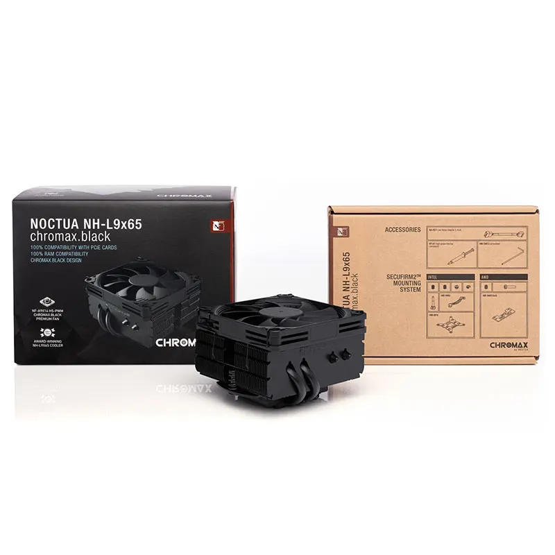 Noctua-radiador de torre baja NH-L9x65 chromax, 4 tubos de calor, 65mm de altura, Intel LGA1851, LGA1700, LGA1200, LGA115x, AMD AM5/AM4, color negro - imagen 4