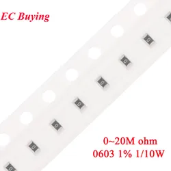 Kit 100 Resistencias SMD 0603 1% 1/10W Varios Valores