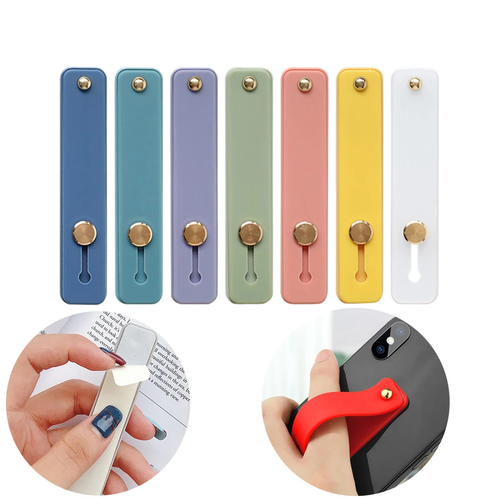 Soporte para anillo de dedo de Color caramelo, soporte de banda de mano de silicona para todas las fundas de teléfono, correa para iPhone y Samsung, soporte de agarre Push Pull - imagen 4