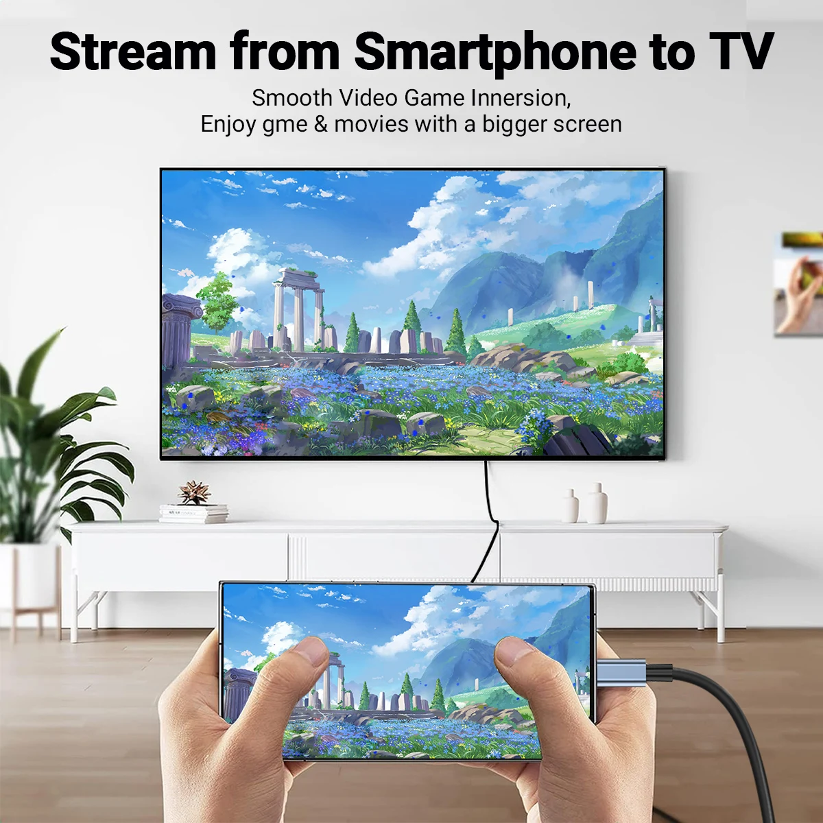 Cable de conversión USB tipo C a HDMI portátil, 2m, 8k, 60Hz/4K, 120Hz, para acoplamiento de TV en Lattop/móvil/pantalla/Macbook Pro - imagen 3